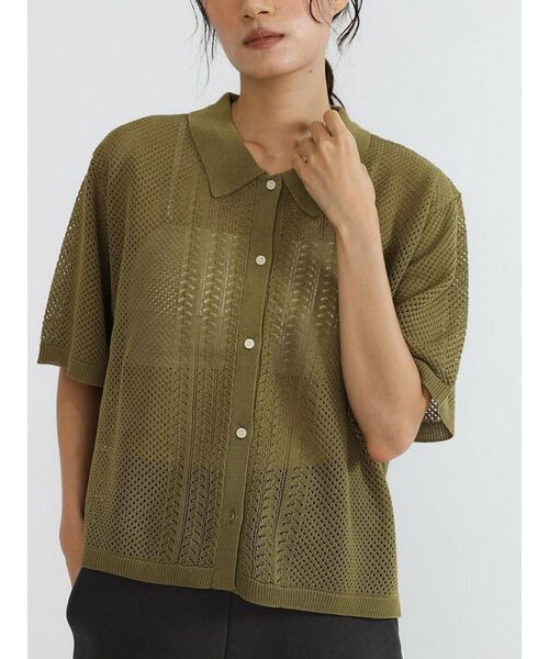 FIKA.（フィーカ）の「Polo knit cardigan（カーディガン/ボレロ・レディース・ブラック/カーキ・MEDIUM）」の10枚目の写真