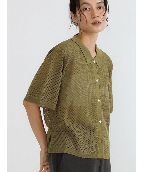 FIKA.（フィーカ）の「Polo knit cardigan（カーディガン/ボレロ・レディース・ブラック/カーキ・MEDIUM）」の11枚目の写真