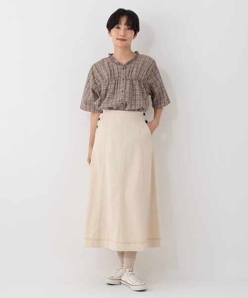 Afternoon Tea(アフタヌーンティー)の「フリルカラーブラウス チェック(シャツ/ブラウス・レディース・ブラウン・MEDIUM)」の4枚目の写真