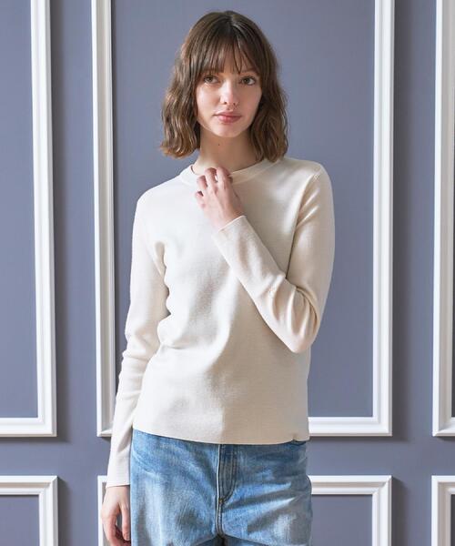 DRESSTERIOR（ドレステリア）の「ストレッチ フルニードルニット（ニット/セーター・レディース・ネイビー/パープル系/オフホワイト・36/38/34）」の7枚目の写真