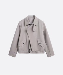 U:UME（ユーム）の「Asymmetry Overlap Placket Collar Cropped Bomber Jacket（その他アウター）」