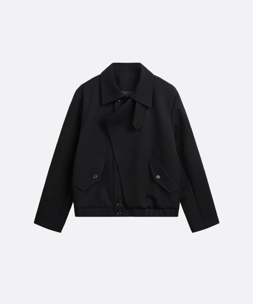 U:UME(ユーム)の「Asymmetry Overlap Placket Collar Cropped Bomber Jacket(その他アウター・メンズ・ブラック/グレー・MEDIUM/X-LARGE/LARGE/XX-LARGE)」の2枚目の写真