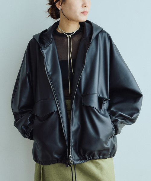 IENA LA BOUCLE（イエナラブークル）の「VACHEMENT ヴァシュモン 別注ecoレザーフードブルゾン VN-16-409（その他アウター・レディース・ブラック・FREE）」の13枚目の写真