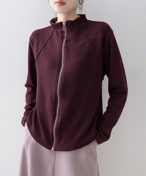 ONEP STAR(ワンピスター)の「フロントジップスタンドカラージャケット(ブルゾン・レディース・エンジ・MEDIUM/X-LARGE/LARGE)」の1枚目の写真