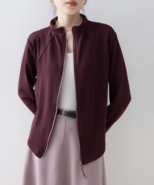 ONEP STAR(ワンピスター)の「フロントジップスタンドカラージャケット(ブルゾン・レディース・エンジ・MEDIUM/X-LARGE/LARGE)」の4枚目の写真