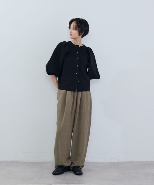 ADIEU TRISTESSE(アデュートリステス)の「リネンレーヨンイージーパンツ(その他パンツ・レディース・ブラック/モカ・38)」の3枚目の写真