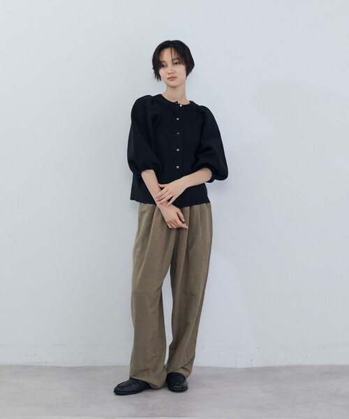 ADIEU TRISTESSE(アデュートリステス)の「リネンレーヨンイージーパンツ(その他パンツ・レディース・ブラック/モカ・38)」の4枚目の写真