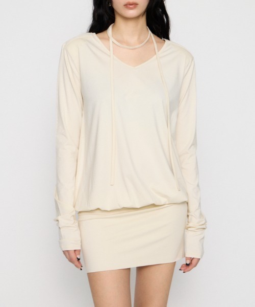 LAGUA GEM(ラグアジェム)の「SHOULDER PAD ミニワンピース(ワンピース・レディース・ブラック/杢グレー/アイボリー・SMALL/MEDIUM)」の2枚目の写真