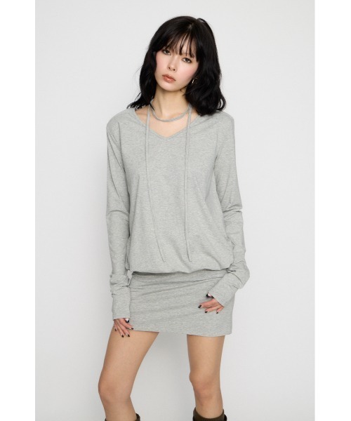 LAGUA GEM(ラグアジェム)の「SHOULDER PAD ミニワンピース(ワンピース・レディース・ブラック/杢グレー/アイボリー・SMALL/MEDIUM)」の19枚目の写真