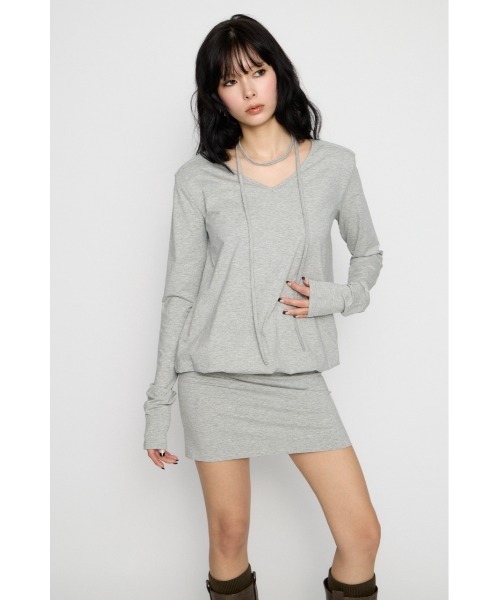 LAGUA GEM(ラグアジェム)の「SHOULDER PAD ミニワンピース(ワンピース・レディース・ブラック/杢グレー/アイボリー・SMALL/MEDIUM)」の4枚目の写真