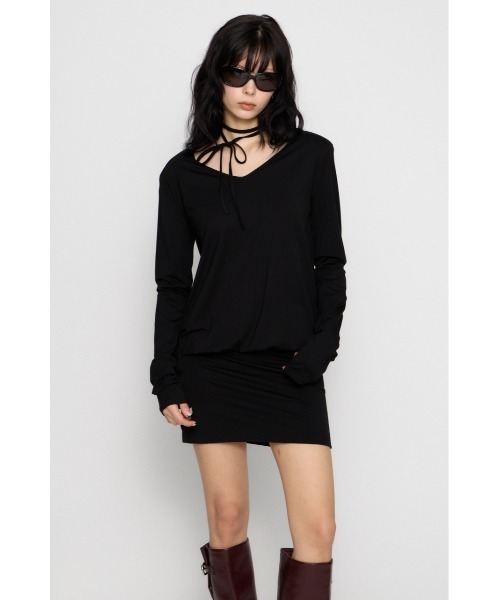 LAGUA GEM(ラグアジェム)の「SHOULDER PAD ミニワンピース(ワンピース・レディース・ブラック/杢グレー/アイボリー・SMALL/MEDIUM)」の15枚目の写真