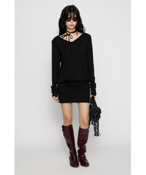 LAGUA GEM(ラグアジェム)の「SHOULDER PAD ミニワンピース(ワンピース・レディース・ブラック/杢グレー/アイボリー・SMALL/MEDIUM)」の17枚目の写真