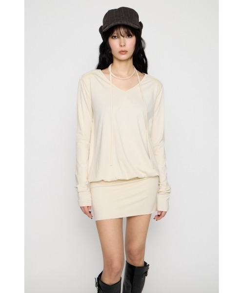 LAGUA GEM(ラグアジェム)の「SHOULDER PAD ミニワンピース(ワンピース・レディース・ブラック/杢グレー/アイボリー・SMALL/MEDIUM)」の7枚目の写真