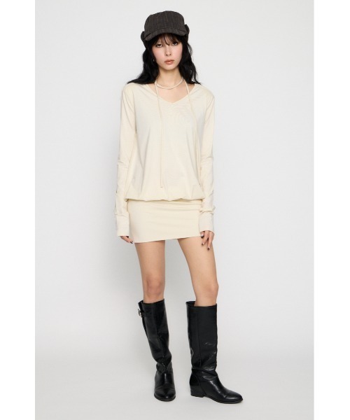 LAGUA GEM(ラグアジェム)の「SHOULDER PAD ミニワンピース(ワンピース・レディース・ブラック/杢グレー/アイボリー・SMALL/MEDIUM)」の9枚目の写真