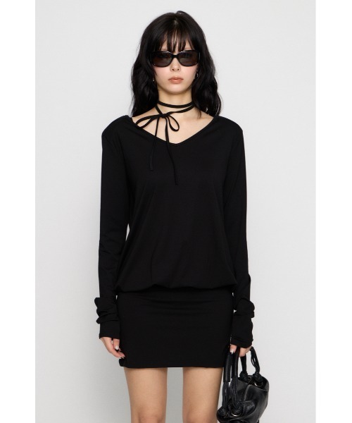LAGUA GEM(ラグアジェム)の「SHOULDER PAD ミニワンピース(ワンピース・レディース・ブラック/杢グレー/アイボリー・SMALL/MEDIUM)」の14枚目の写真