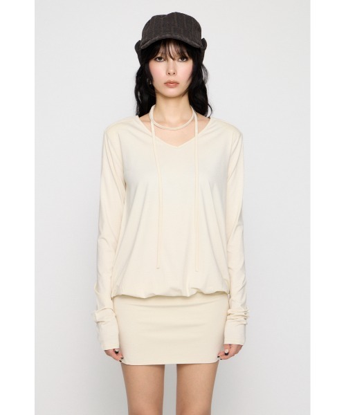 LAGUA GEM(ラグアジェム)の「SHOULDER PAD ミニワンピース(ワンピース・レディース・ブラック/杢グレー/アイボリー・SMALL/MEDIUM)」の6枚目の写真