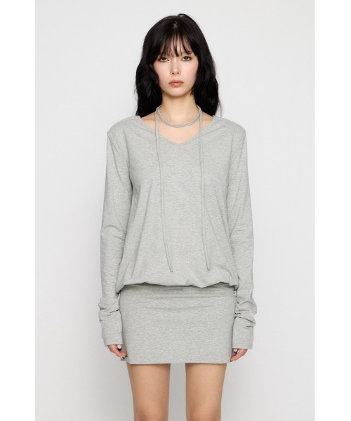 LAGUA GEM(ラグアジェム)の「SHOULDER PAD ミニワンピース(ワンピース・レディース・ブラック/杢グレー/アイボリー・SMALL/MEDIUM)」の18枚目の写真