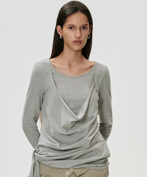 KIMZISU(キムジス)の「ディープカウルネックTシャツ_グレー(Tシャツ/カットソー・レディース・グレー系・SMALL/MEDIUM)」の4枚目の写真