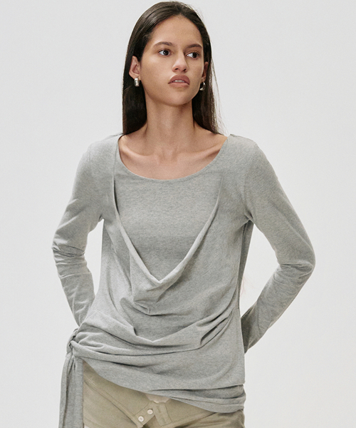KIMZISU(キムジス)の「ディープカウルネックTシャツ_グレー(Tシャツ/カットソー・レディース・グレー系・SMALL/MEDIUM)」の5枚目の写真