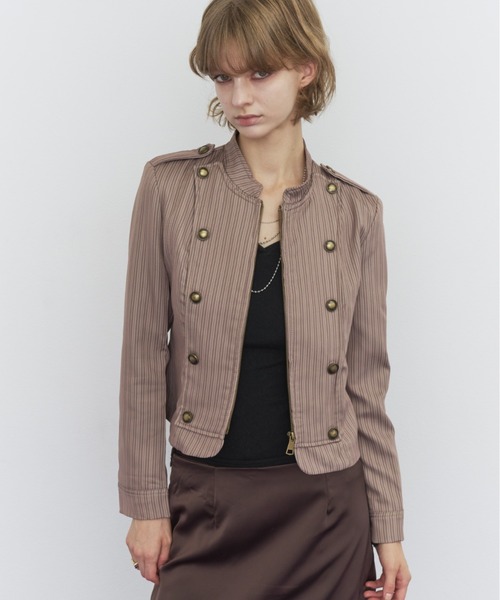 Rohwel(ローウェル)の「Napoleon Nylon Jacket / ナポレオンナイロンジャケット(その他アウター・レディース・ベージュ/ブラック・FREE)」の2枚目の写真