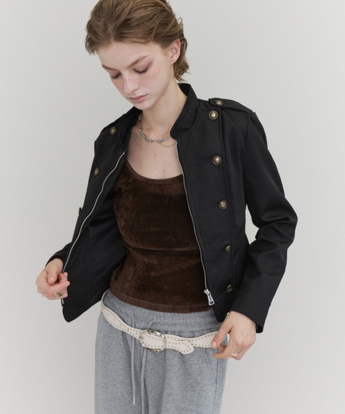 Rohwel(ローウェル)の「Napoleon Nylon Jacket / ナポレオンナイロンジャケット(その他アウター・レディース・ベージュ/ブラック・FREE)」の1枚目の写真