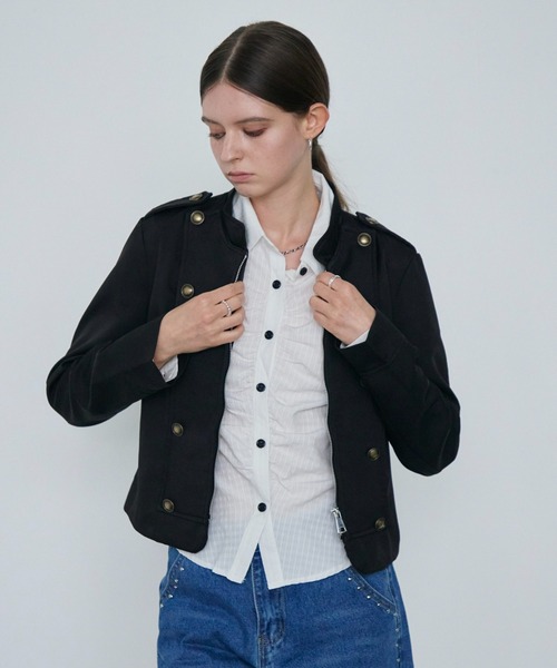 Rohwel(ローウェル)の「Napoleon Nylon Jacket / ナポレオンナイロンジャケット(その他アウター・レディース・ベージュ/ブラック・FREE)」の7枚目の写真