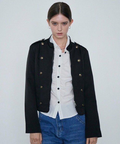 Rohwel(ローウェル)の「Napoleon Nylon Jacket / ナポレオンナイロンジャケット(その他アウター・レディース・ベージュ/ブラック・FREE)」の4枚目の写真