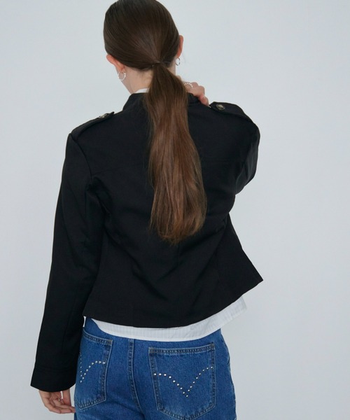 Rohwel(ローウェル)の「Napoleon Nylon Jacket / ナポレオンナイロンジャケット(その他アウター・レディース・ベージュ/ブラック・FREE)」の9枚目の写真