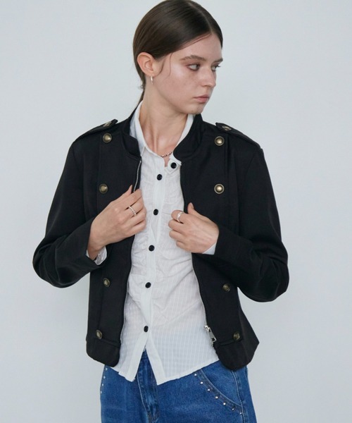 Rohwel(ローウェル)の「Napoleon Nylon Jacket / ナポレオンナイロンジャケット(その他アウター・レディース・ベージュ/ブラック・FREE)」の6枚目の写真