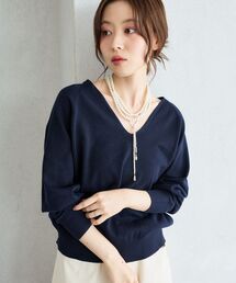 ウールブレンドVネックニット