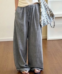 千鳥格子柄ウエストデザインワイドパンツ