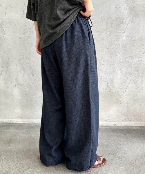 ONEP STAR(ワンピスター)の「千鳥格子柄ウエストデザインワイドパンツ(その他パンツ・レディース・ネイビー/ブラック・FREE)」の7枚目の写真
