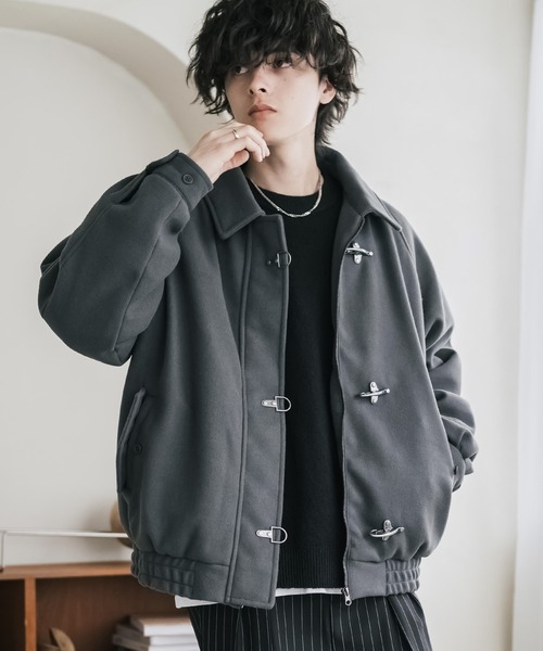 Rocky Monroe(ロッキーモンロー)の「テックメルトンファイヤーマン中綿ジャケット/ウールライクスタンドネック中綿ブルゾン(ブルゾン・メンズ・ブラウン/チャコール/ブラック・XL/M/L)」の11枚目の写真