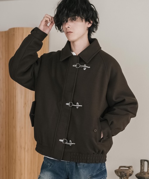 Rocky Monroe(ロッキーモンロー)の「テックメルトンファイヤーマン中綿ジャケット/ウールライクスタンドネック中綿ブルゾン(ブルゾン・メンズ・ブラウン/チャコール/ブラック・XL/M/L)」の17枚目の写真