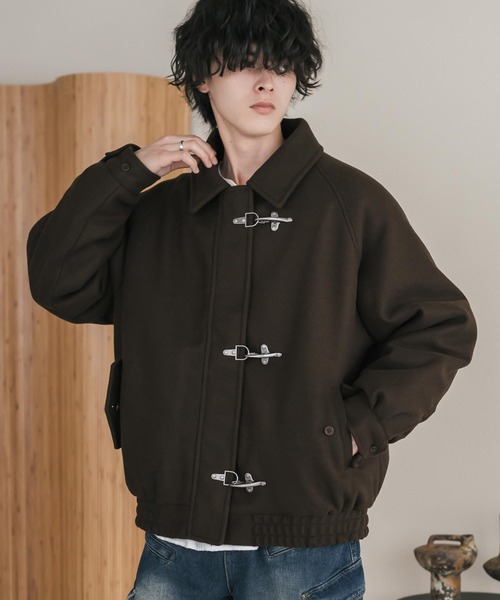 Rocky Monroe(ロッキーモンロー)の「テックメルトンファイヤーマン中綿ジャケット/ウールライクスタンドネック中綿ブルゾン(ブルゾン・メンズ・ブラウン/チャコール/ブラック・XL/M/L)」の18枚目の写真