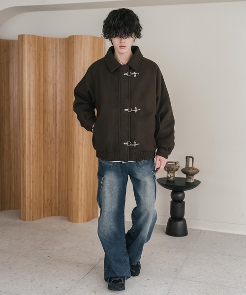 Rocky Monroe(ロッキーモンロー)の「テックメルトンファイヤーマン中綿ジャケット/ウールライクスタンドネック中綿ブルゾン(ブルゾン・メンズ・ブラウン/チャコール/ブラック・XL/M/L)」の22枚目の写真