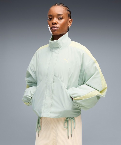 PUMA（プーマ）の「PUMA プーマ ウィメンズ T7 プリマロフト パデッド キモノ 中綿 ジャケット（ナイロンジャケット・レディース・オフホワイト/ブラック・MEDIUM/SMALL/X-LARGE/LARGE）」の2枚目の写真