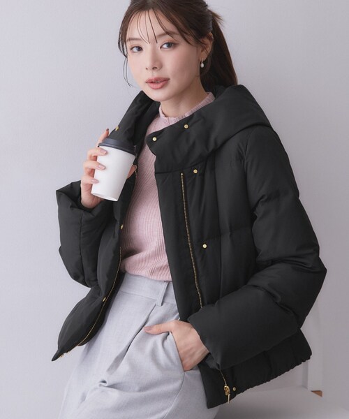 index(インデックス)の「河田ダウンショートコート 【洗濯機OK/静電気防止(裏地)/撥水/XS-3L】(ダウンジャケット/コート・レディース・ライトグリーン系/ネイビー系5/ダークブラウン/ナチュラル/アイボリー系7/ブラック・40/38/34/42/36/44)」の1枚目の写真