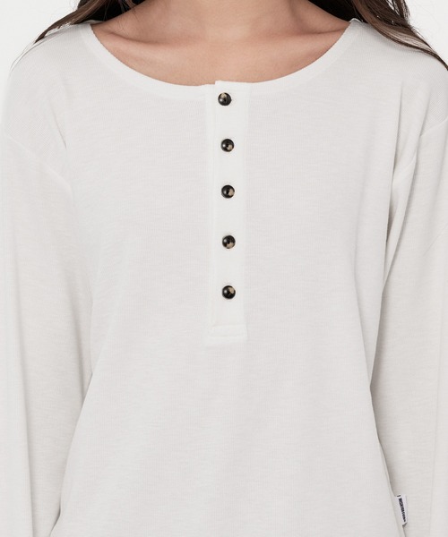 WISH FOR EVER（ウィッシュフォーエバー）の「ROLL-UP RIB HENRY NECK LONG SLEEVE/ロールアップリブヘンリーネックロングスリーブ（Tシャツ/カットソー・メンズ・ホワイト/グレー/オレンジ/ブラック/チャコールグレー×ブラック/ワインレッド・SMALL/LARGE/MEDIUM）」の22枚目の写真