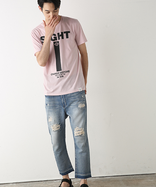 AZUL by moussy(アズールバイマウジー)の「TC天竺SIGHT半袖クルーネックT(Tシャツ/カットソー・メンズ・ライトピンク/ブラック/トップグレー/ホワイト・XX-LARGE/SMALL/X-LARGE/X-SMALL/MEDIUM/LARGE)」の18枚目の写真