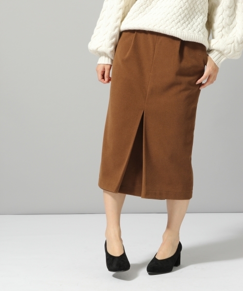 HARE（ハレ）の「フロントタックペンシルスカート(HARE)（スカート・レディース・ブラック/グレー系その他/ブラウン/ブラック系その他・MEDIUM/SMALL）」の4枚目の写真