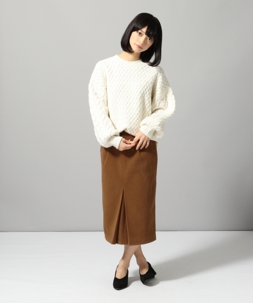 HARE（ハレ）の「フロントタックペンシルスカート(HARE)（スカート・レディース・ブラック/グレー系その他/ブラウン/ブラック系その他・MEDIUM/SMALL）」の8枚目の写真