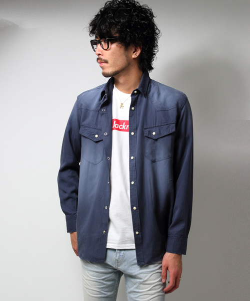 JACKROSE（ジャックローズ）の「テンセルカラーウエスタンシャツ（シャツ/ブラウス・メンズ・ベージュ/ネイビー/ピンク/ホワイト・L/M/XL）」の3枚目の写真