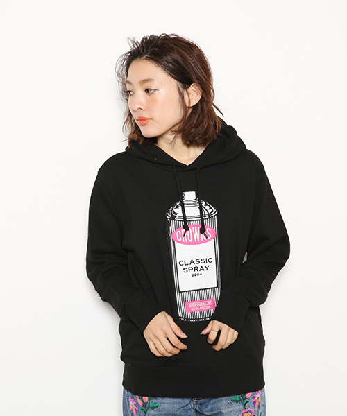 RODEO CROWNS WIDE BOWL（ロデオクラウンズワイドボウル）の「ヒッコリー スプレー缶 パーカー（パーカー・レディース・ブラック/ライトブルー/オフホワイト/トップグレー/ミント・FREE）」の3枚目の写真