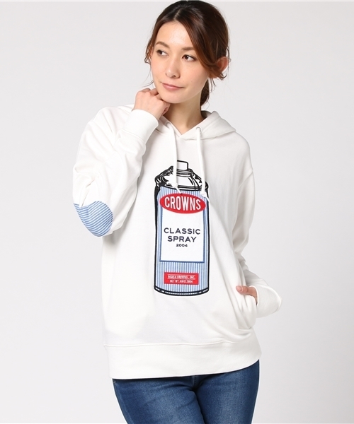 RODEO CROWNS WIDE BOWL（ロデオクラウンズワイドボウル）の「ヒッコリー スプレー缶 パーカー（パーカー・レディース・ブラック/ライトブルー/オフホワイト/トップグレー/ミント・FREE）」の6枚目の写真