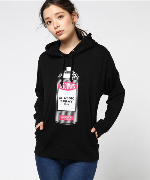 RODEO CROWNS WIDE BOWL（ロデオクラウンズワイドボウル）の「ヒッコリー スプレー缶 パーカー（パーカー・レディース・ブラック/ライトブルー/オフホワイト/トップグレー/ミント・FREE）」の11枚目の写真