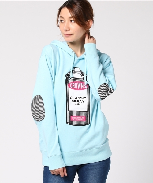 RODEO CROWNS WIDE BOWL（ロデオクラウンズワイドボウル）の「ヒッコリー スプレー缶 パーカー（パーカー・レディース・ブラック/ライトブルー/オフホワイト/トップグレー/ミント・FREE）」の13枚目の写真