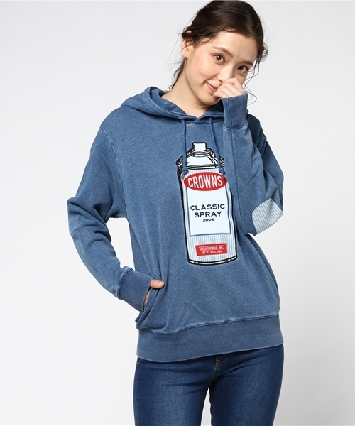 RODEO CROWNS WIDE BOWL（ロデオクラウンズワイドボウル）の「ヒッコリー スプレー缶 パーカー（パーカー・レディース・ブラック/ライトブルー/オフホワイト/トップグレー/ミント・FREE）」の14枚目の写真