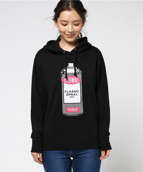 RODEO CROWNS WIDE BOWL（ロデオクラウンズワイドボウル）の「ヒッコリー スプレー缶 パーカー（パーカー・レディース・ブラック/ライトブルー/オフホワイト/トップグレー/ミント・FREE）」の7枚目の写真