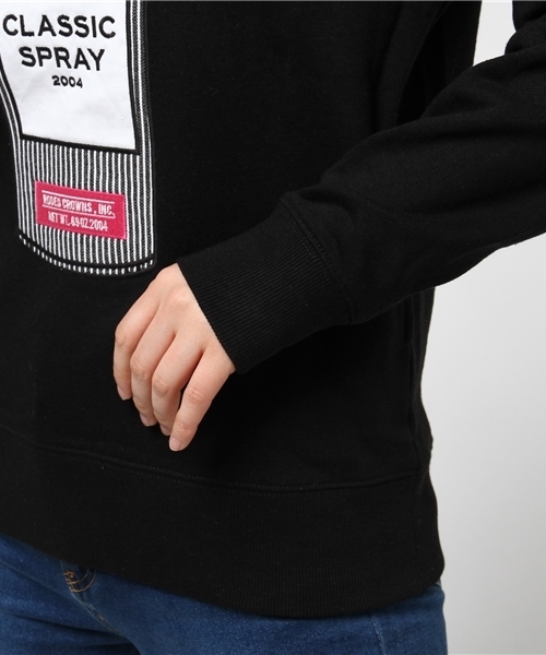 RODEO CROWNS WIDE BOWL（ロデオクラウンズワイドボウル）の「ヒッコリー スプレー缶 パーカー（パーカー・レディース・ブラック/ライトブルー/オフホワイト/トップグレー/ミント・FREE）」の15枚目の写真